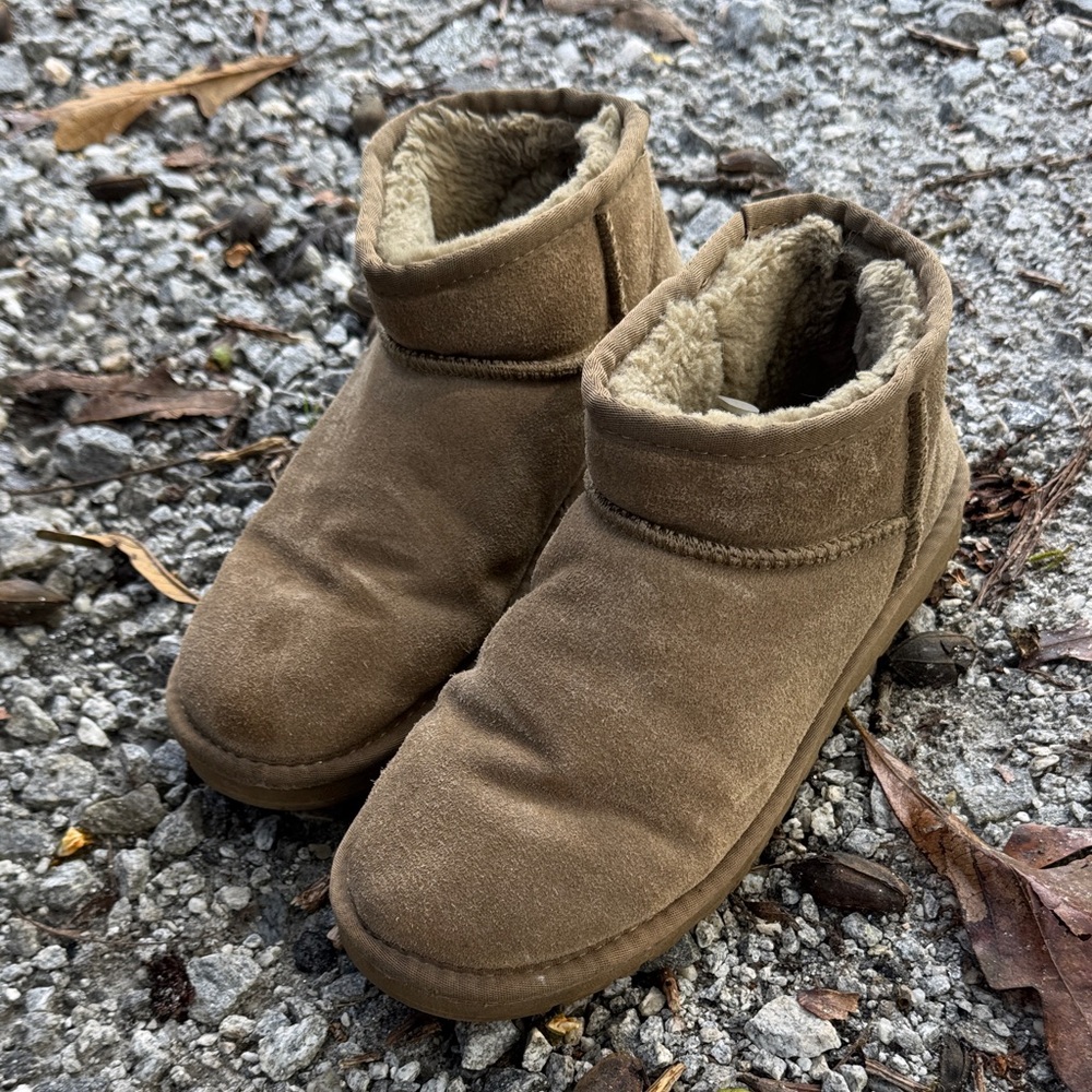 UGG Knock-Off Cozy Tan Suede Ankle Boots